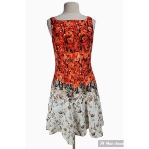 J.Taylor Women Size 10 Floral Mini Fit Flare Dress Crew Neck Sleeveless  306P